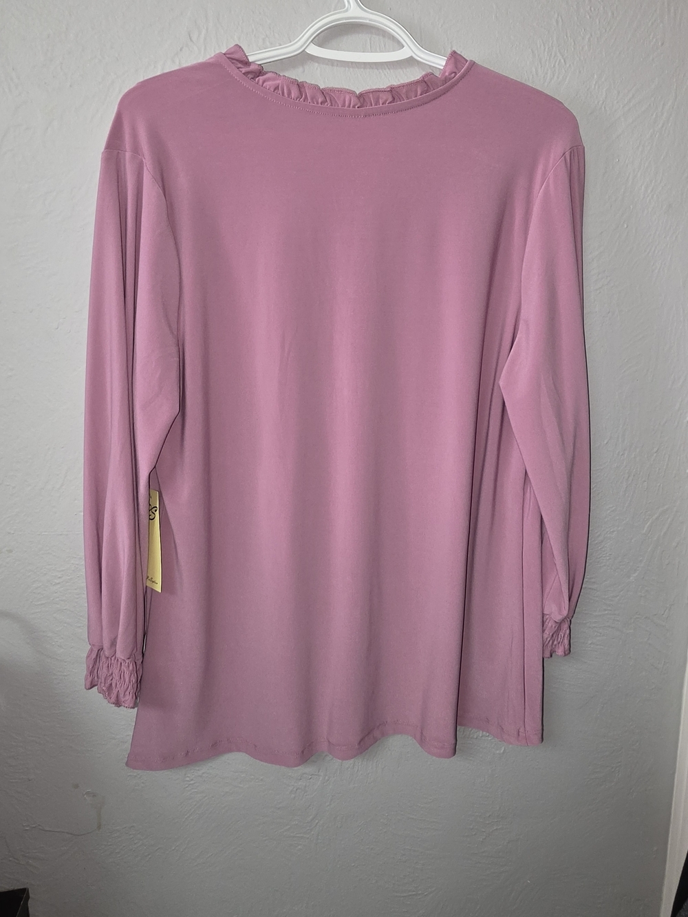 PerSeption Concept Dusty Rose Button-Front Ruffle Collar Blouse - Picture 4 of 6